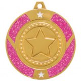 Glitter Star Pink & Gold Dance Medal 5CM 50MM - MM17148G