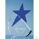 17.5cm Optical Crystal Circle with Blue Star Award - SY2056