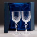 Lindisfarne Suna Set of 2 Pannelled Wine Glasses 250mm - CR7206