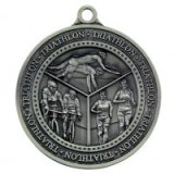 Olympia Triathlon 3D Die-Cast Antique Silver Medals 6CM 60MM - MM17012S