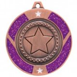 Glitter Star Purple & Bronze Dance Medal 5CM 50MM - MM17146B