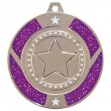Glitter Star Purple & Silver Dance Medal 5CM 50MM - MM17146S