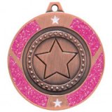 Glitter Star Pink & Bronze Dance Medal 5CM 50MM - MM17148B