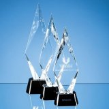 33.5cm Optical Crystal Facet Mounted Peak Award with Onyx Black Base - SY5056