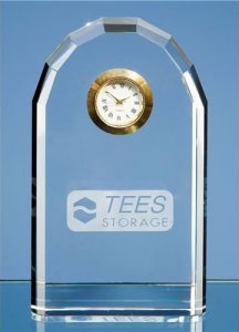 13cm Optical Crystal Bevelled Arch Clock - DY22