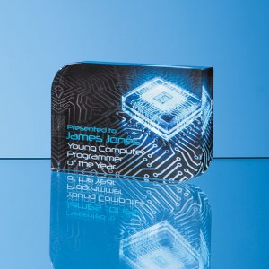 12cm x 17.5cm Optical Crystal Curved Rectangle Award - EUR162