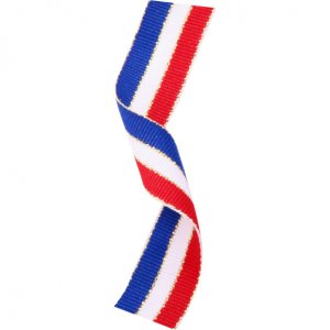 Red White & Blue With Gold Thread Medal Ribbon 395x22mm - MR2123