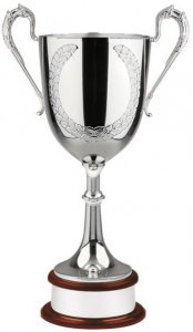 Giant Nickel Plated Colossal Cup with Laurel Wreath 25.5" - N109